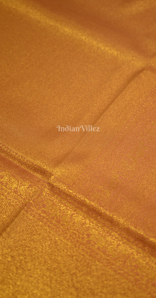 Mustard Yellow Gold Kanjivaram Silk Saree with Brocade Pallu
