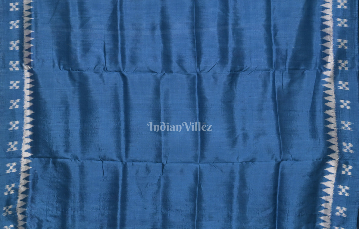 Blue Pink Pasapali  Border Odisha Ikat Contemporary Designer Silk Saree 
