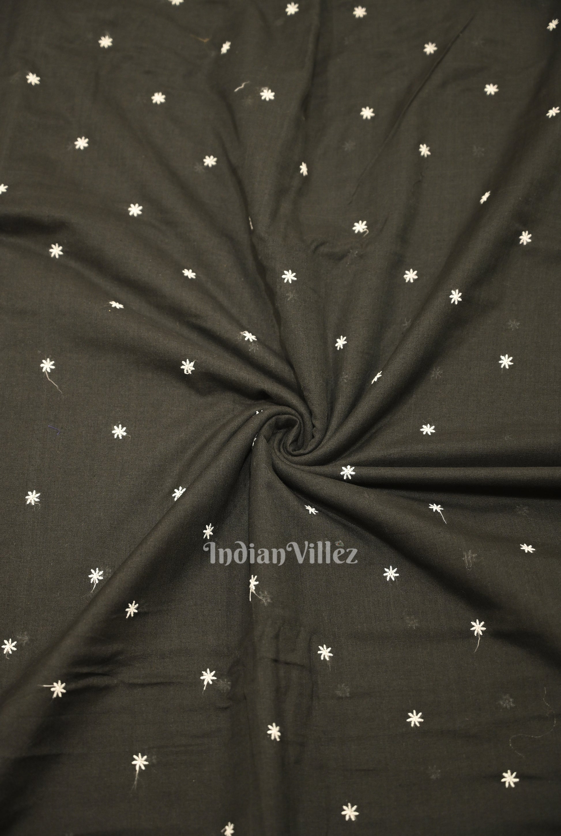 Black Floral Motif Odisha Ikat Cotton Fabric 
