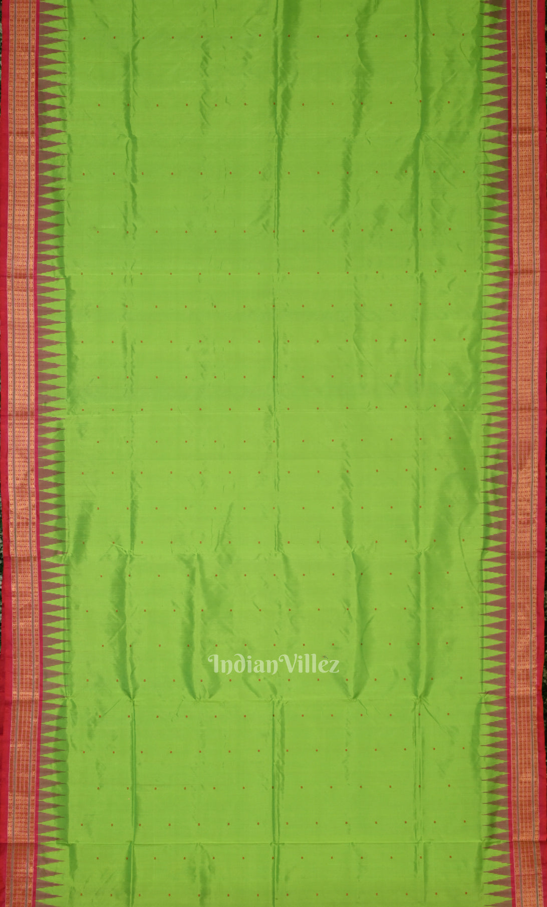 Green Red Buti Design Bomkai Sambalpuri Ikat Silk Saree 