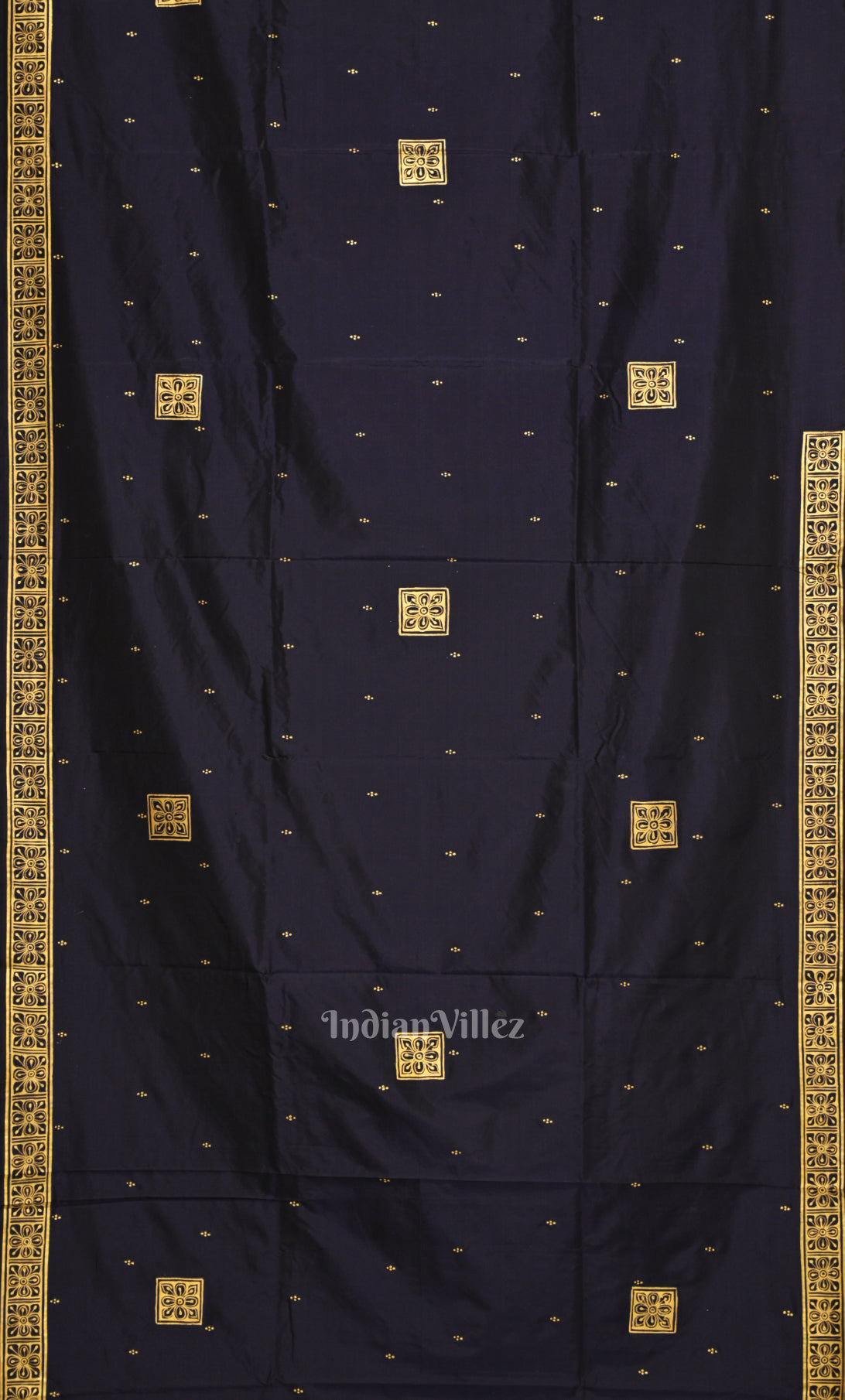 Navy Blue Ramayan Theme Pattachitra Saree 