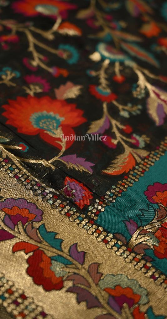 Black Golden Kashmiri Modal  Weaving Banarasi Silk Saree