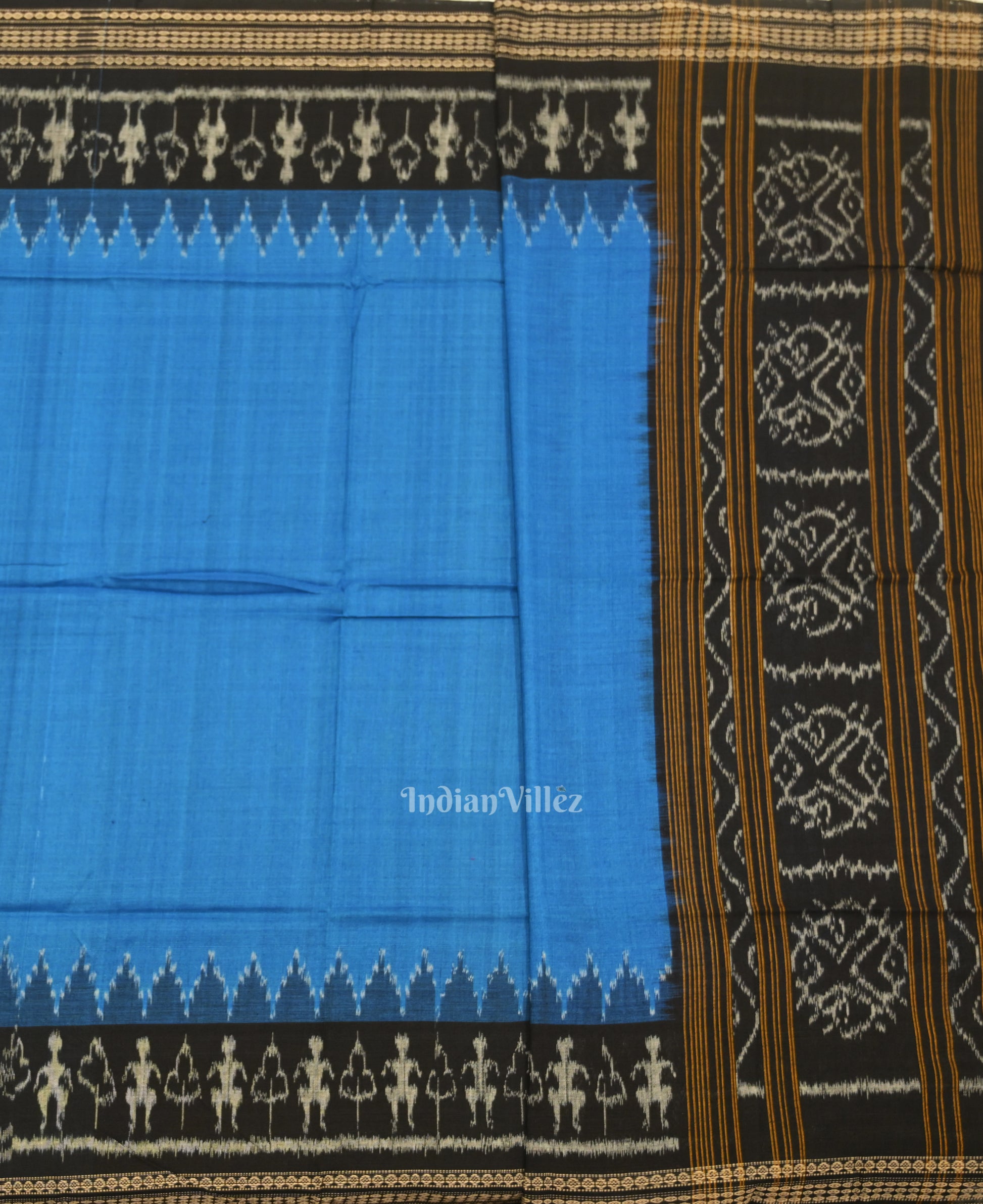 Black Blue Odisha Ikat Sambalpuri Dress Set & Dupatta
