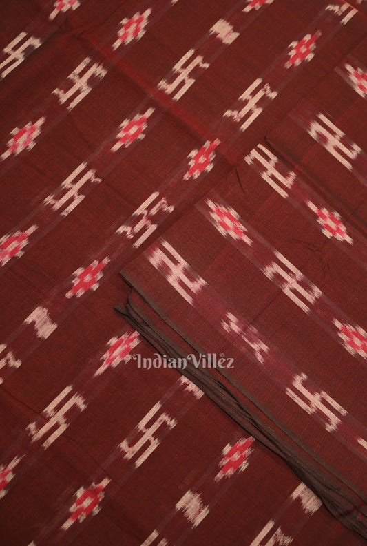 Maroon Swastik Sambalpuri Ikat Cotton Fabric