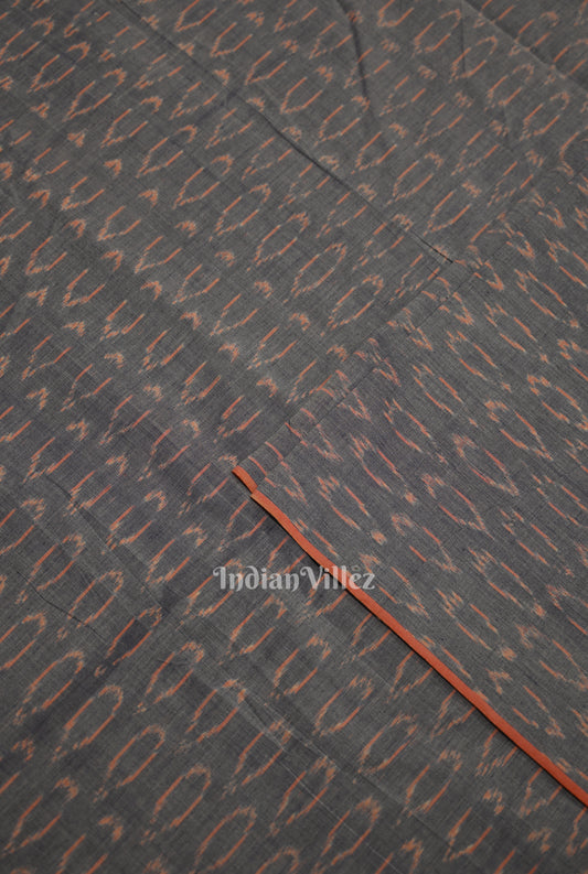 Cement Gray Geometric Pochampally Ikat Cotton Fabric