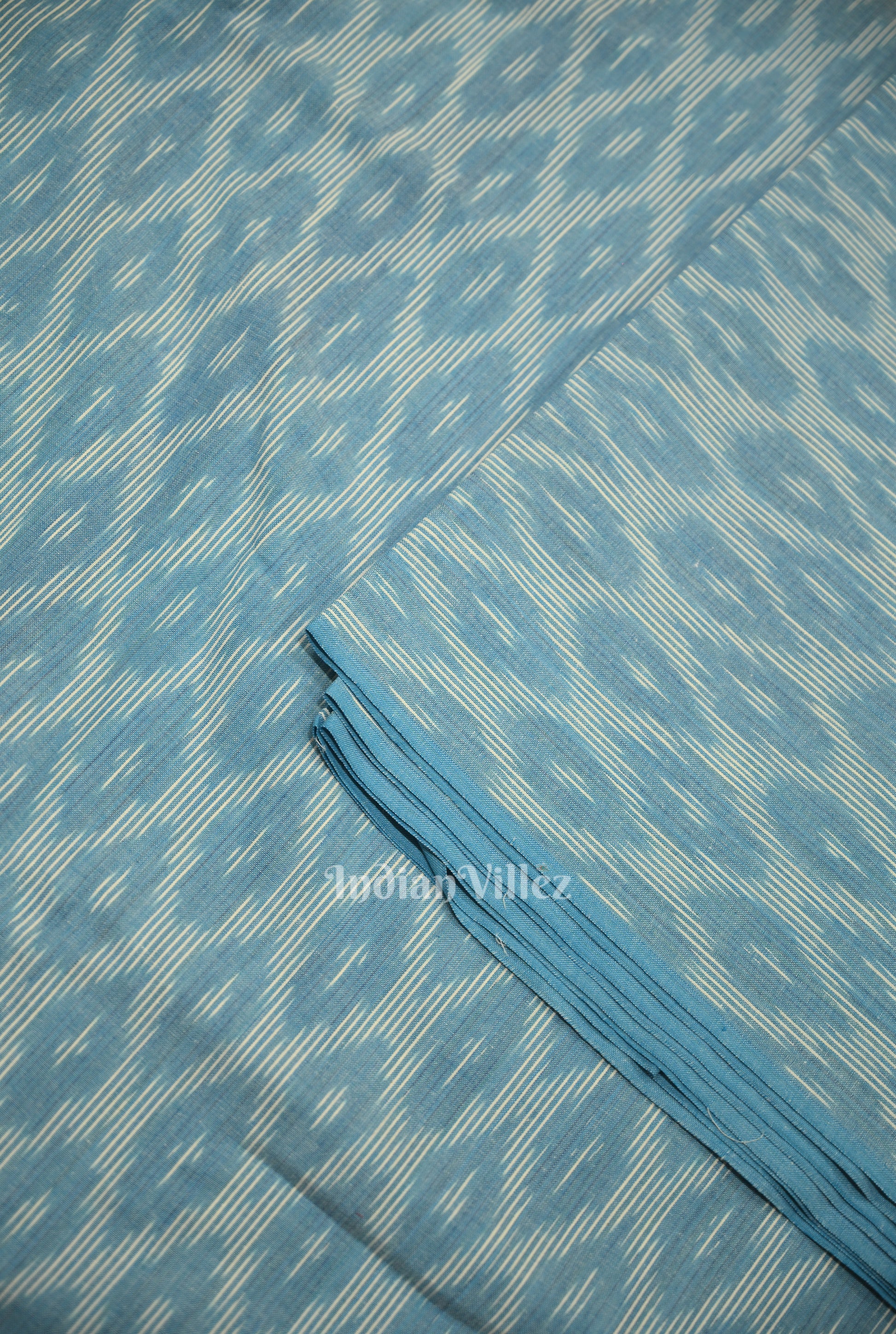Light Blue Pochampally Ikat Cotton Fabric