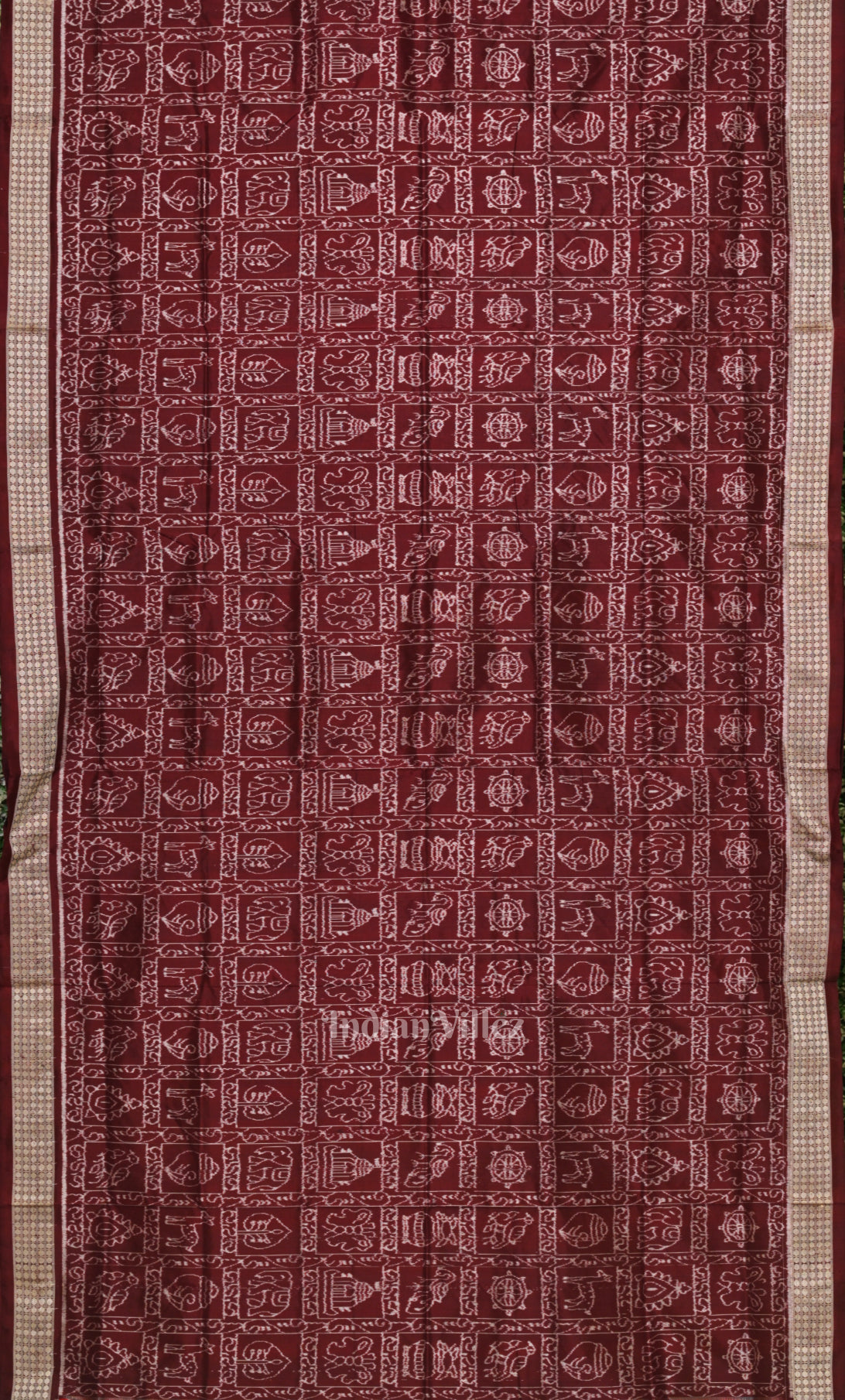 Elegant Coffee Nabakothi Odisha Ikat Sambalpuri Silk Saree 