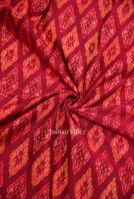 Exclusive Magenta Pink Pochampally Ikat Silk & Cotton (Sico) Fabric