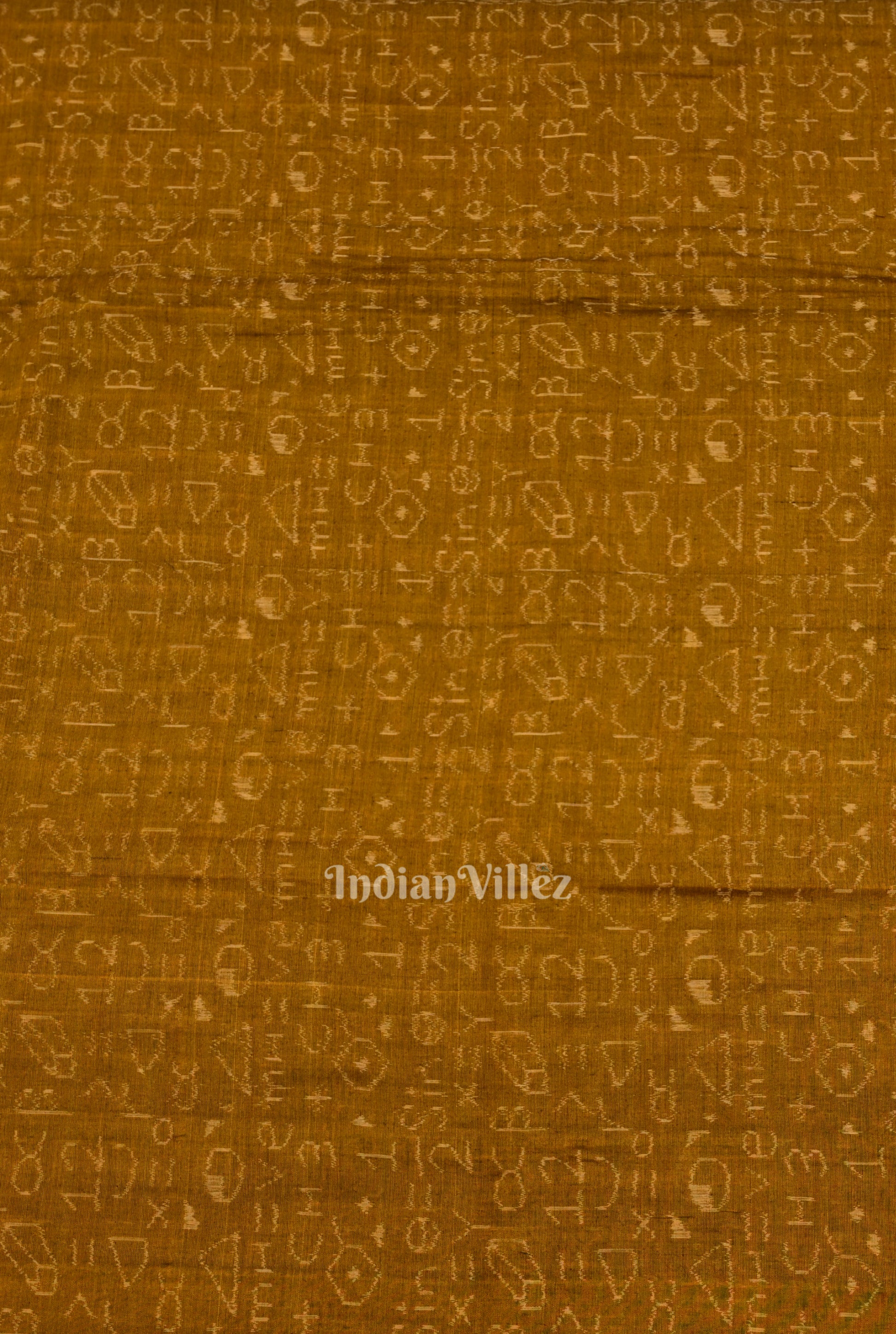 Rust Yellow Chemical Formula Theme Sambalpuri Ikat Cotton Fabric