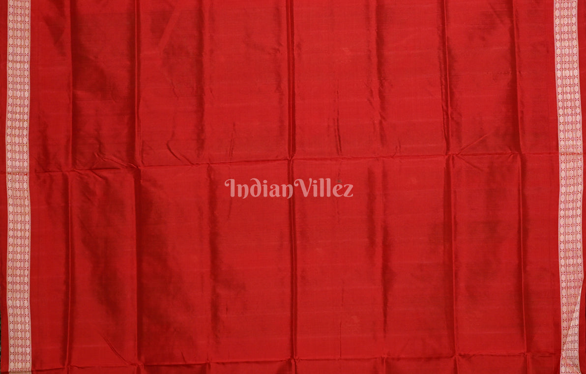 Green Red Paisley Design Bomkai Sambalpuri Silk Saree with Konark Chakra Pallu