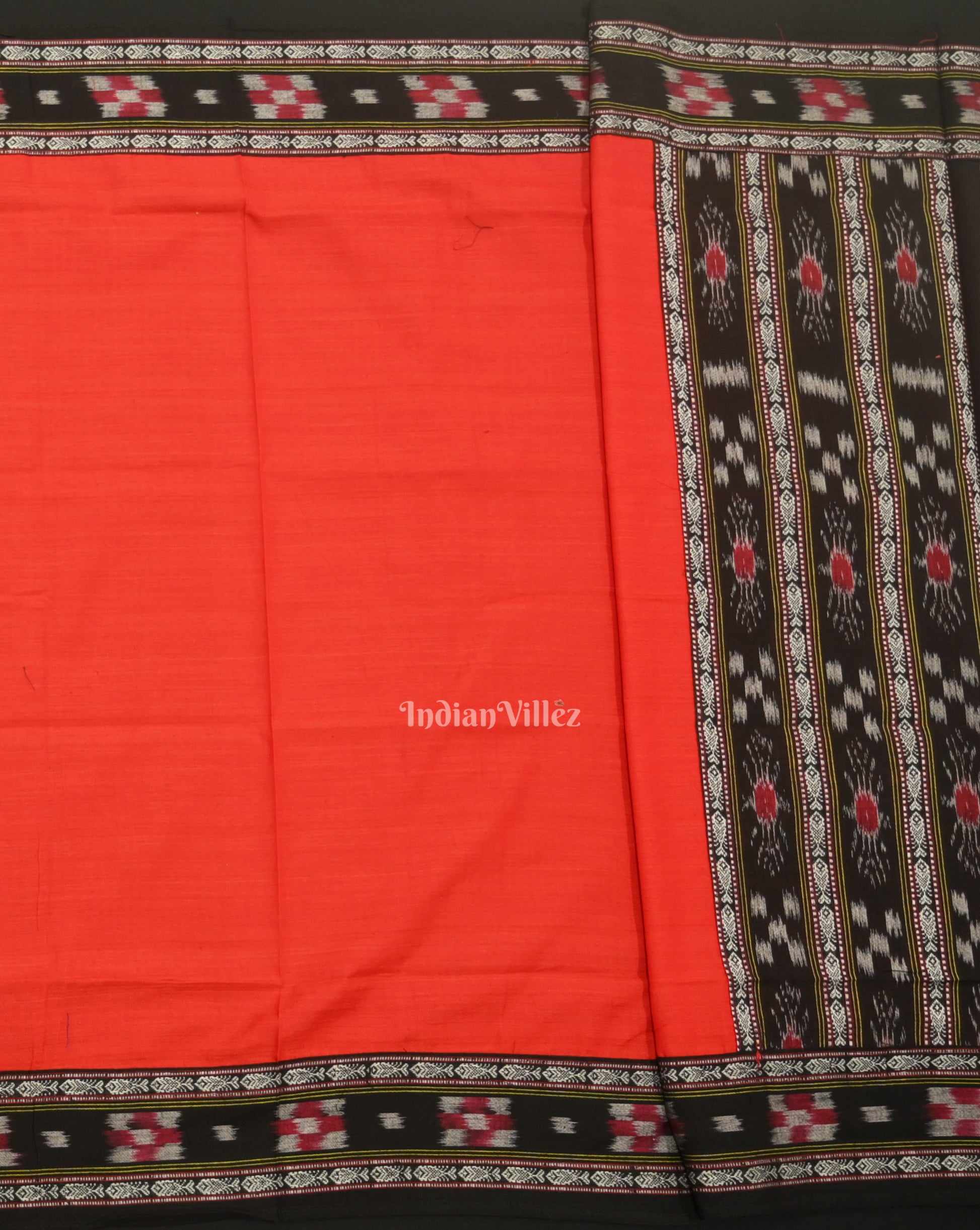 Black Red Pasapali Sambalpuri Cotton Dress set with Dupatta 