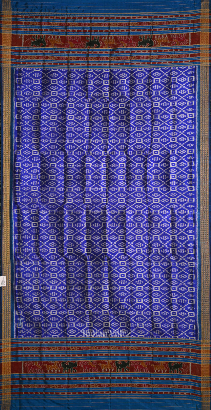 Blue Pasapali Odisha Ikat Pure Sambalpuri Silk Dupatta