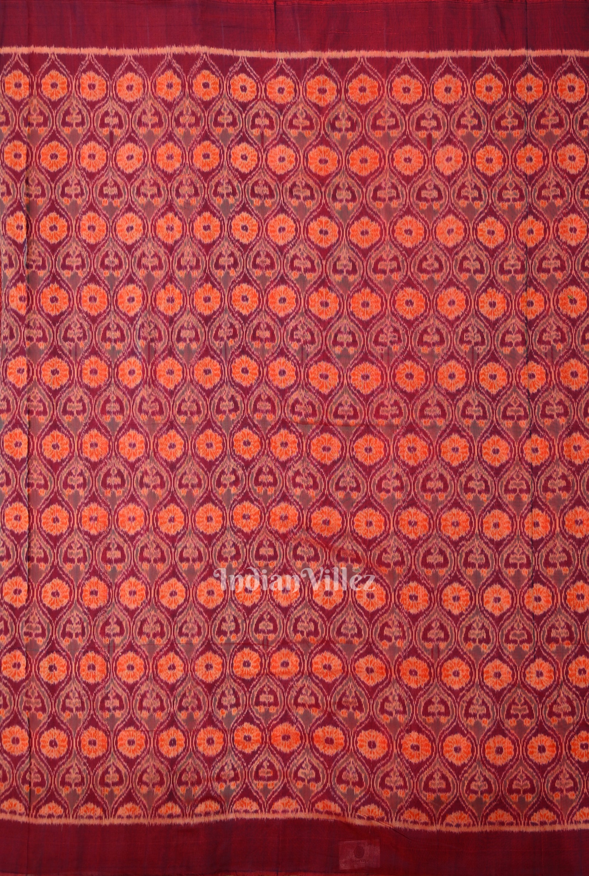 Maroon Dual Tone Sambalpuri Ikat Cotton Fabric 