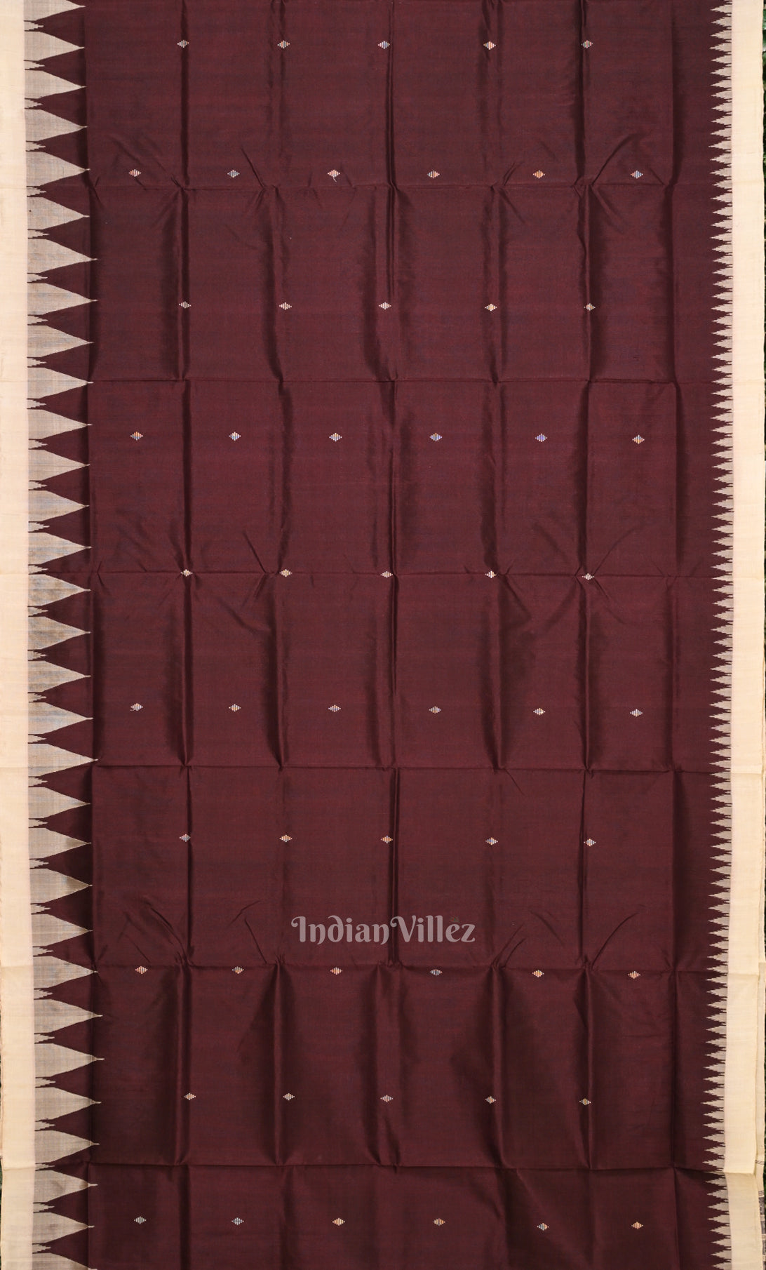Coffee Sambalpuri Phoda Kumbha Tussar Silk Saree with Sarabandha Anchal 
