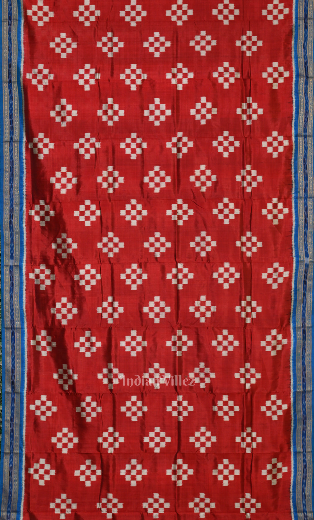 Red Blue Pasapali Odisha Ikat Khandua Silk Saree 