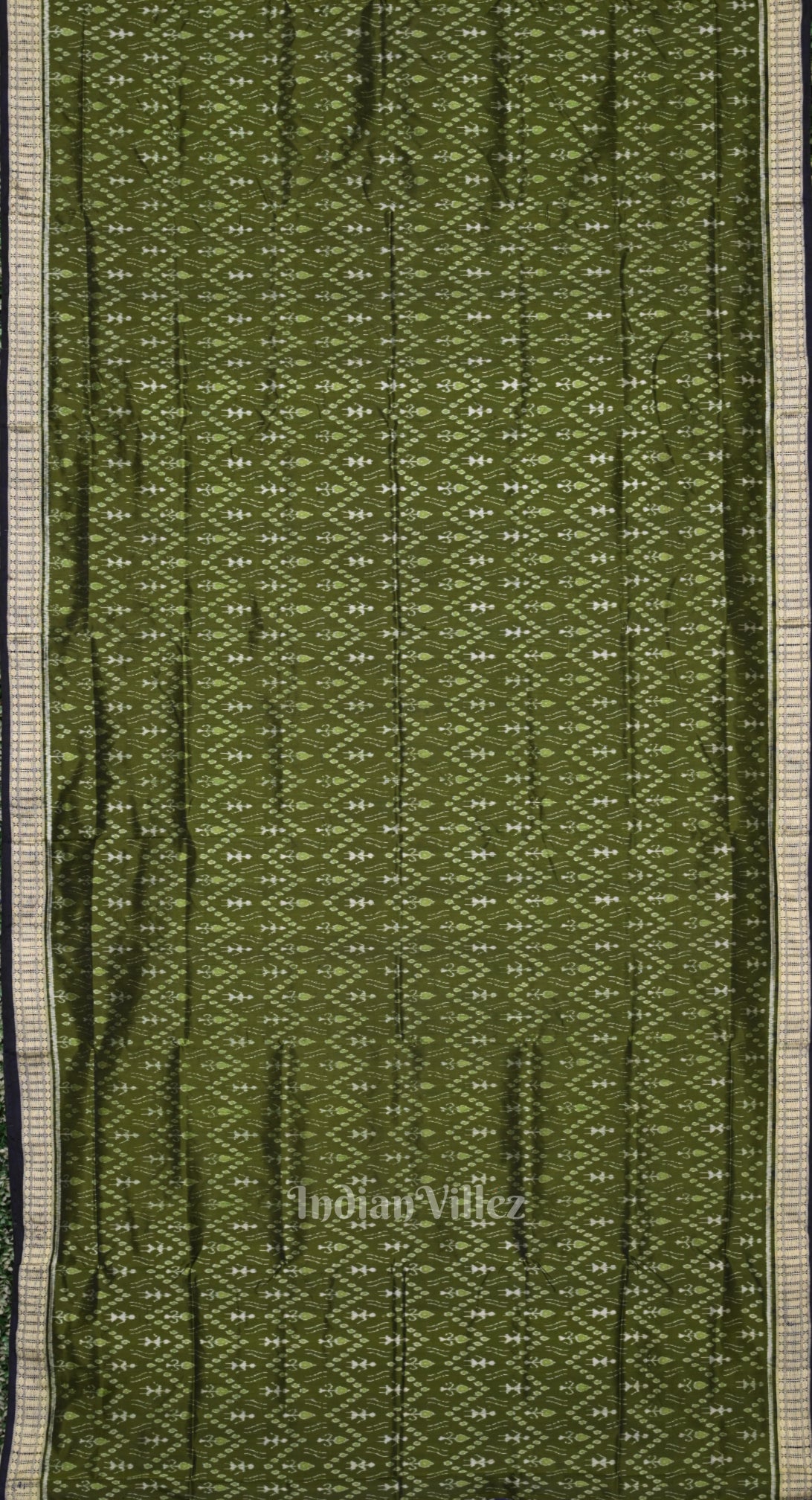 Mehendi Green Blue Tribal Theme Odisha Ikat Sambalpuri Silk Saree 