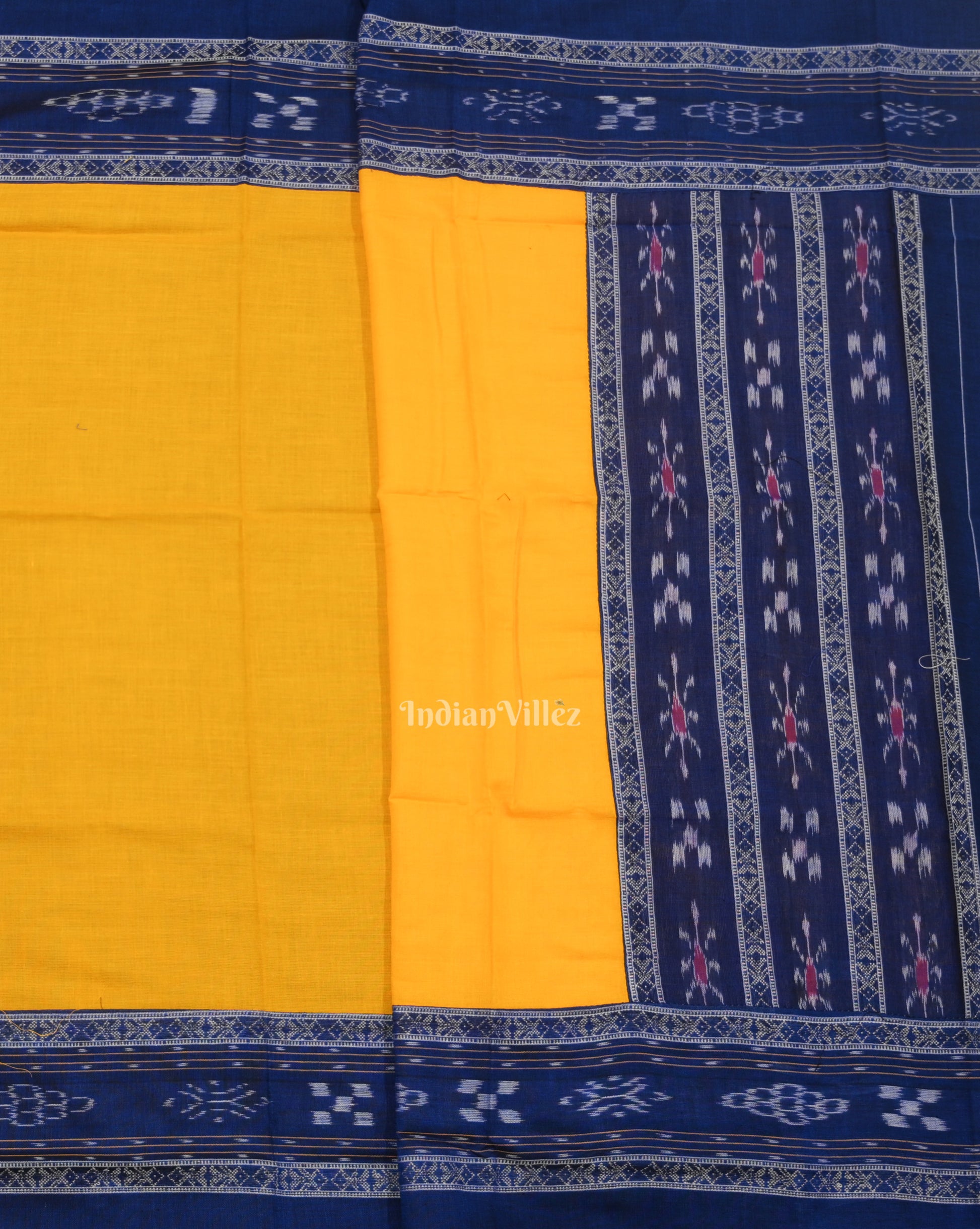 Blue Yellow Flower Buti Odisha Ikat  Sambalpuri Dress Set & Dupatta 