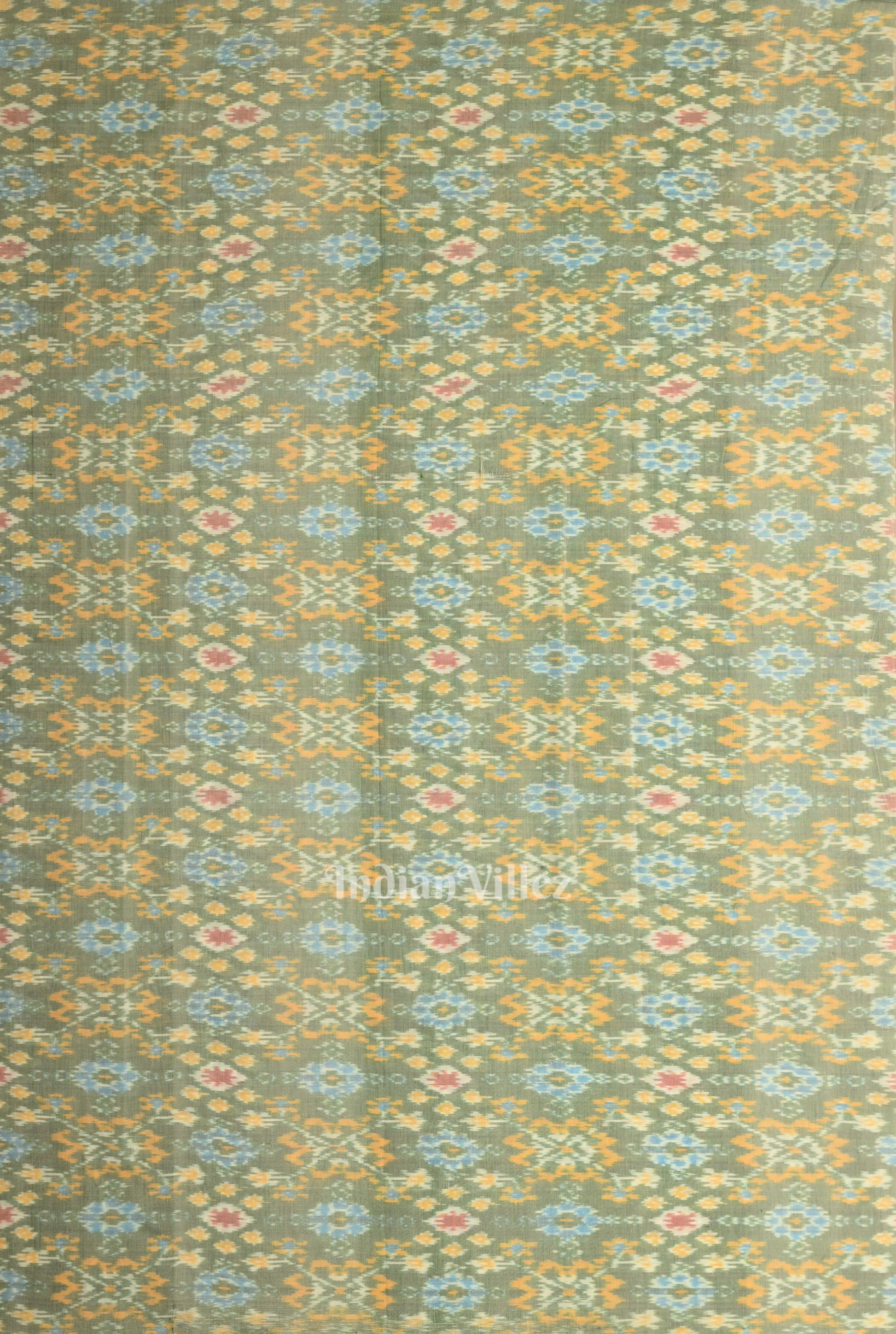 Light Blue  Dual Tone Pochampally Ikat Silk & Cotton (Sico) Fabricc