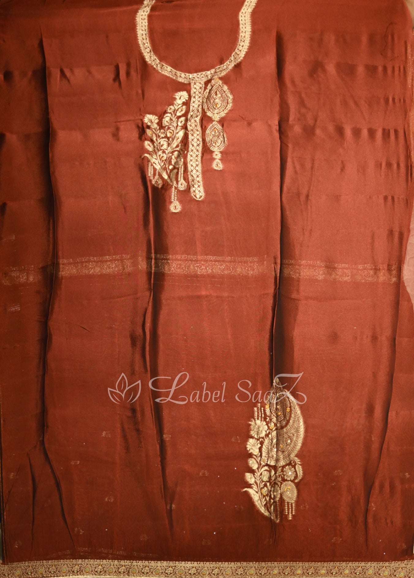 Maroon Banarasi Unstitched Salwar Suit 