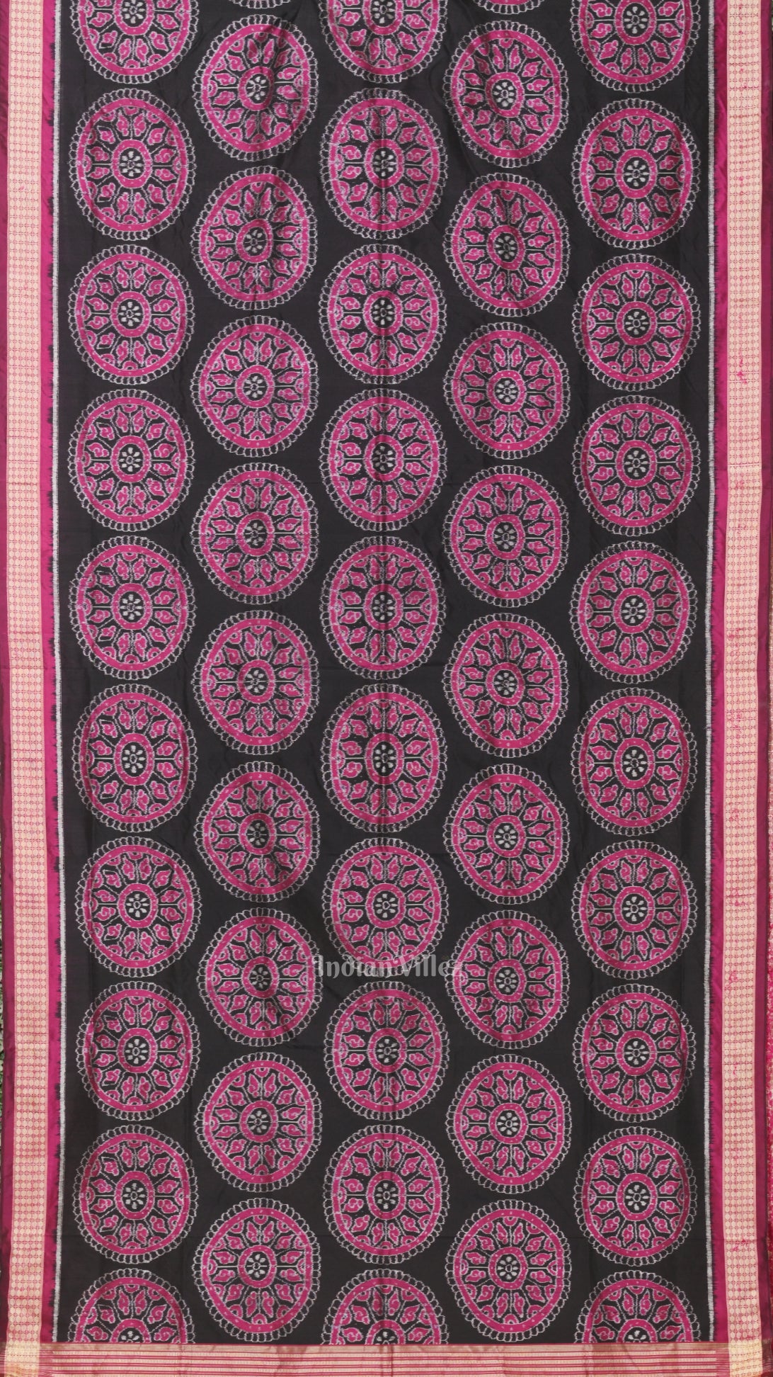 Exclusively Black Beautiful Jhoti Theme Sambalpuri Silk Saree 