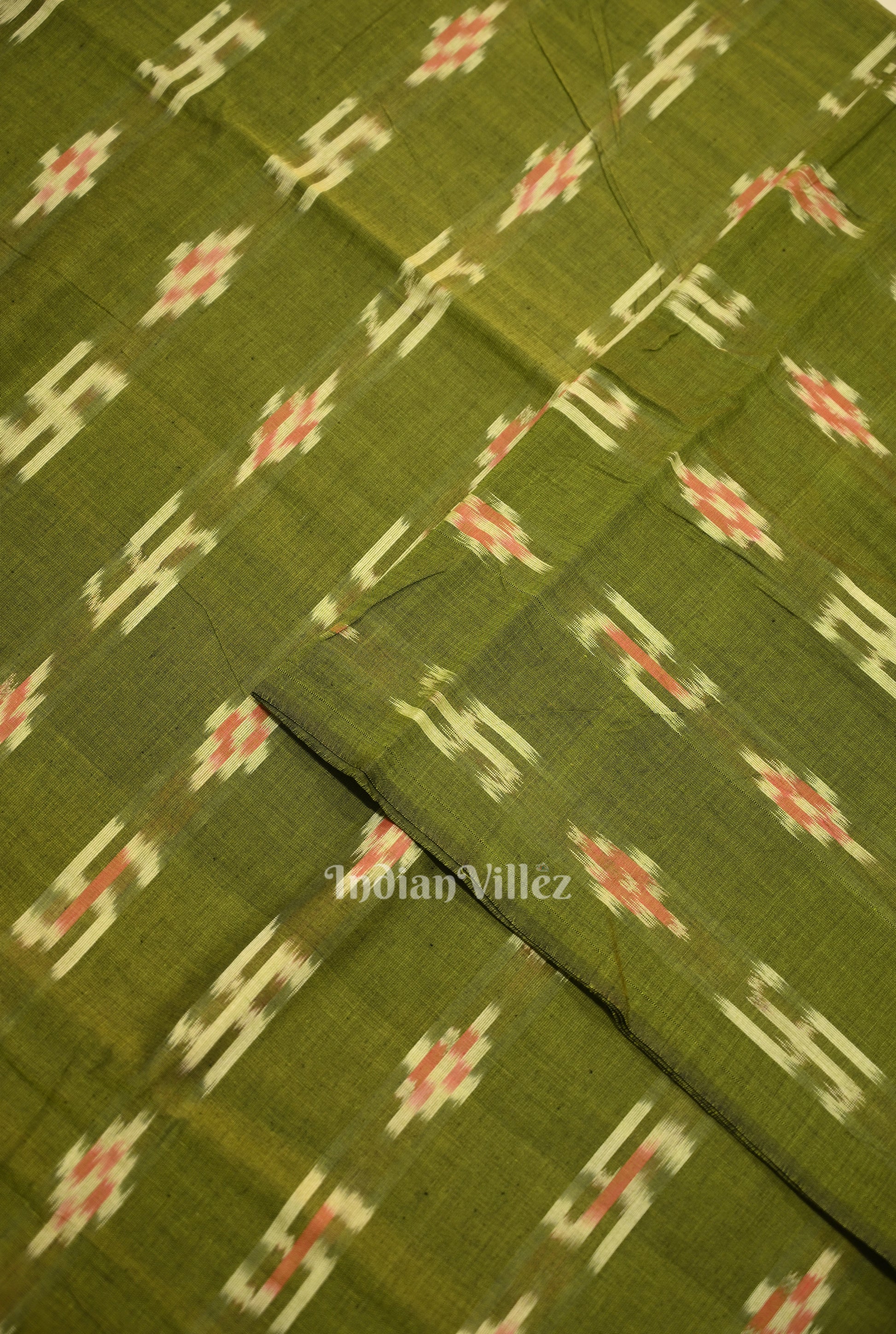 Mehendi Green  Swastik Sambalpuri Ikat Cotton Fabric