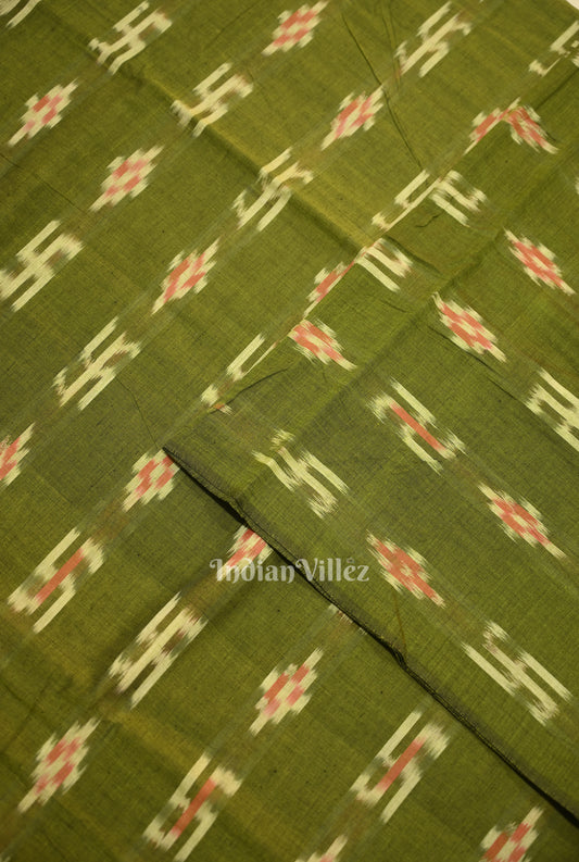 Mehendi Green  Swastik Sambalpuri Ikat Cotton Fabric