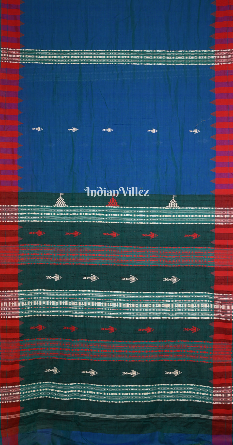 Blue Green Odisha Handloom Natural Dye Kotpad Tussar Saree