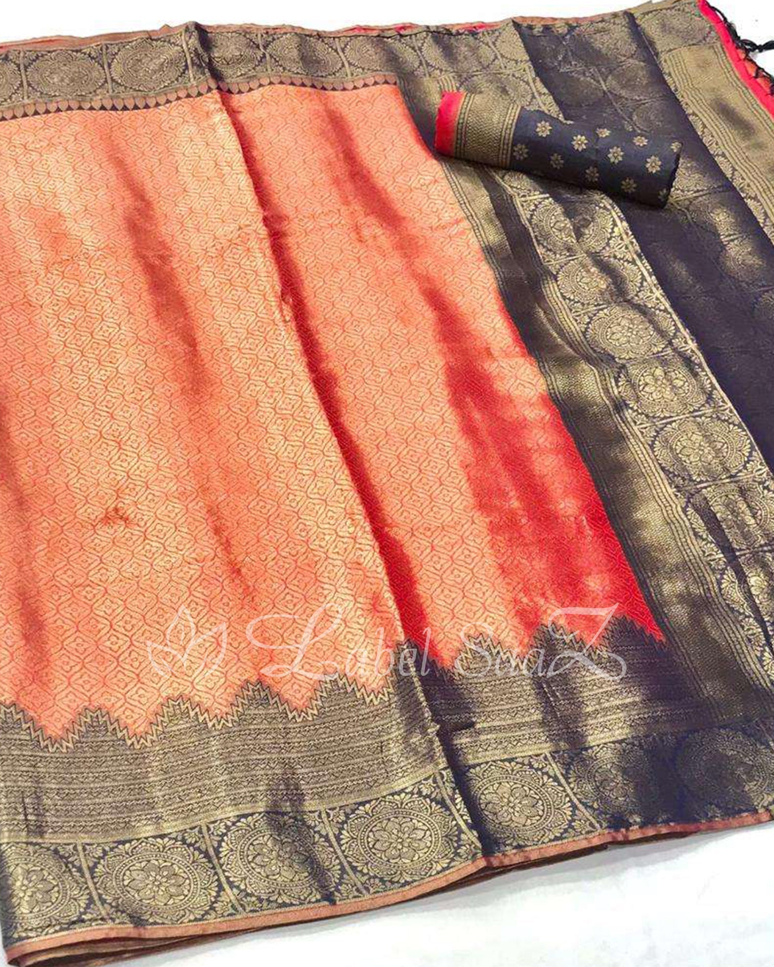 Orange Pure Tissue Kanjivaram Silk Saree - Exclusive Bridal Collection