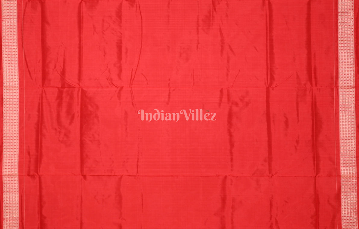 Exclusive Red Manabasa Laxmi Feet Motif Odisha Ikat sambalpuri Silk Saree