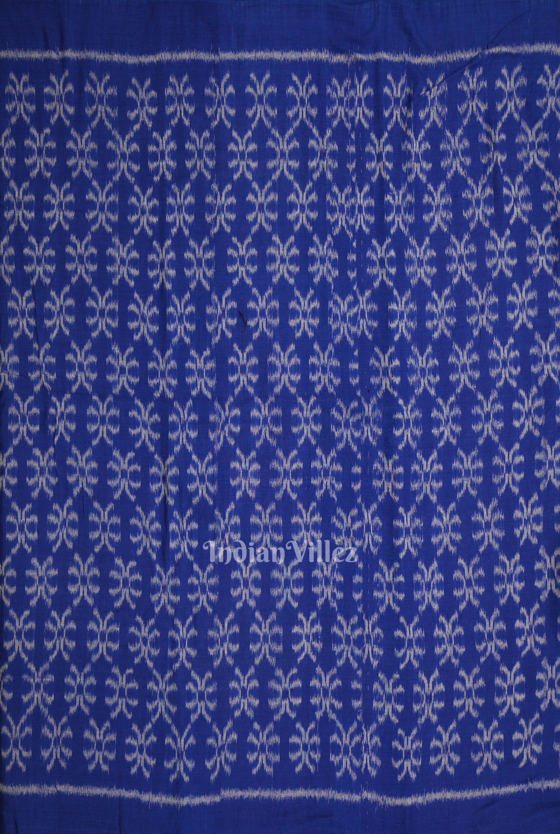 Blue Floral Motif Sambalpuri Odisha Ikat Cotton Fabric
