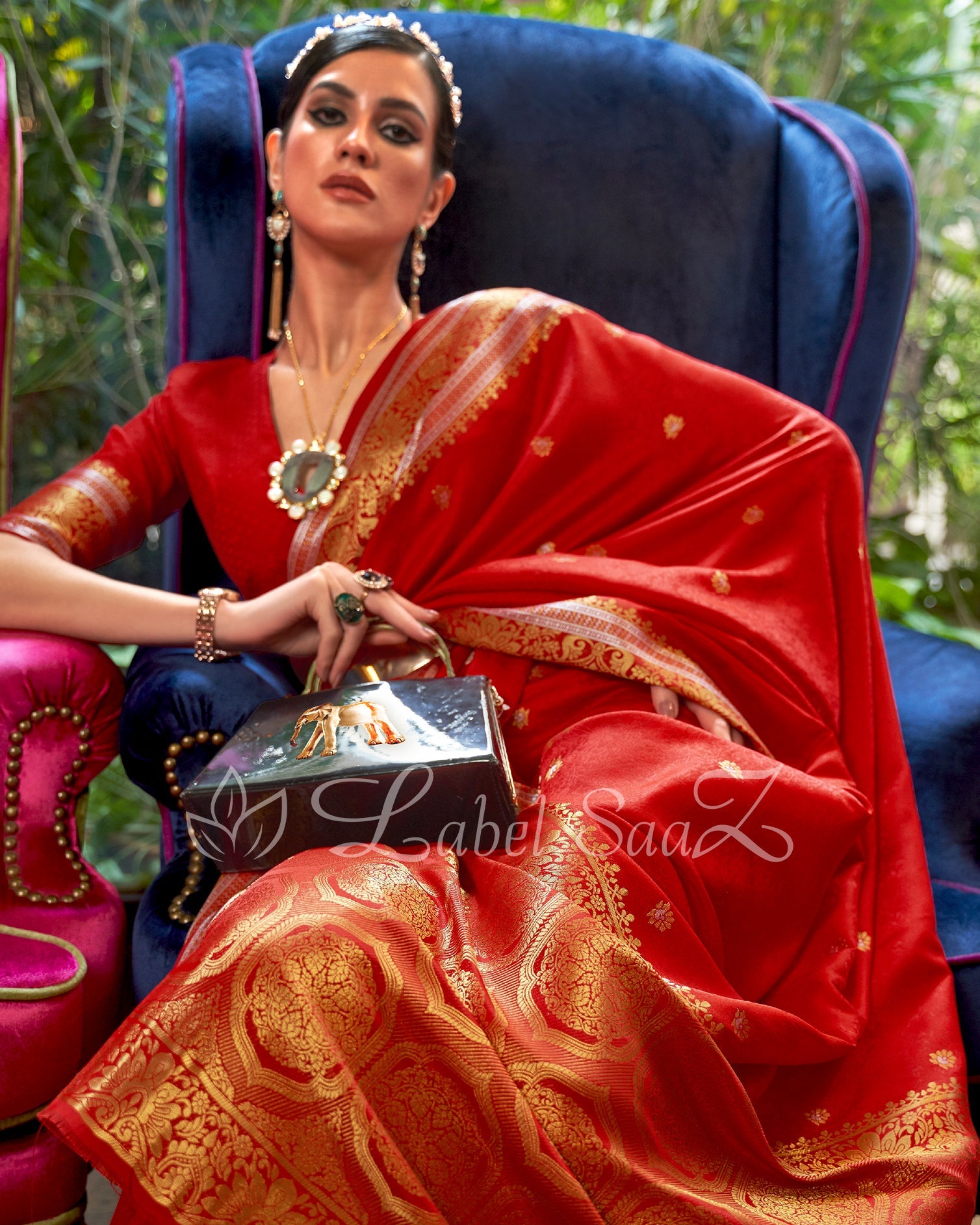 Red Pure Handloom Katan Banarasi Saree 