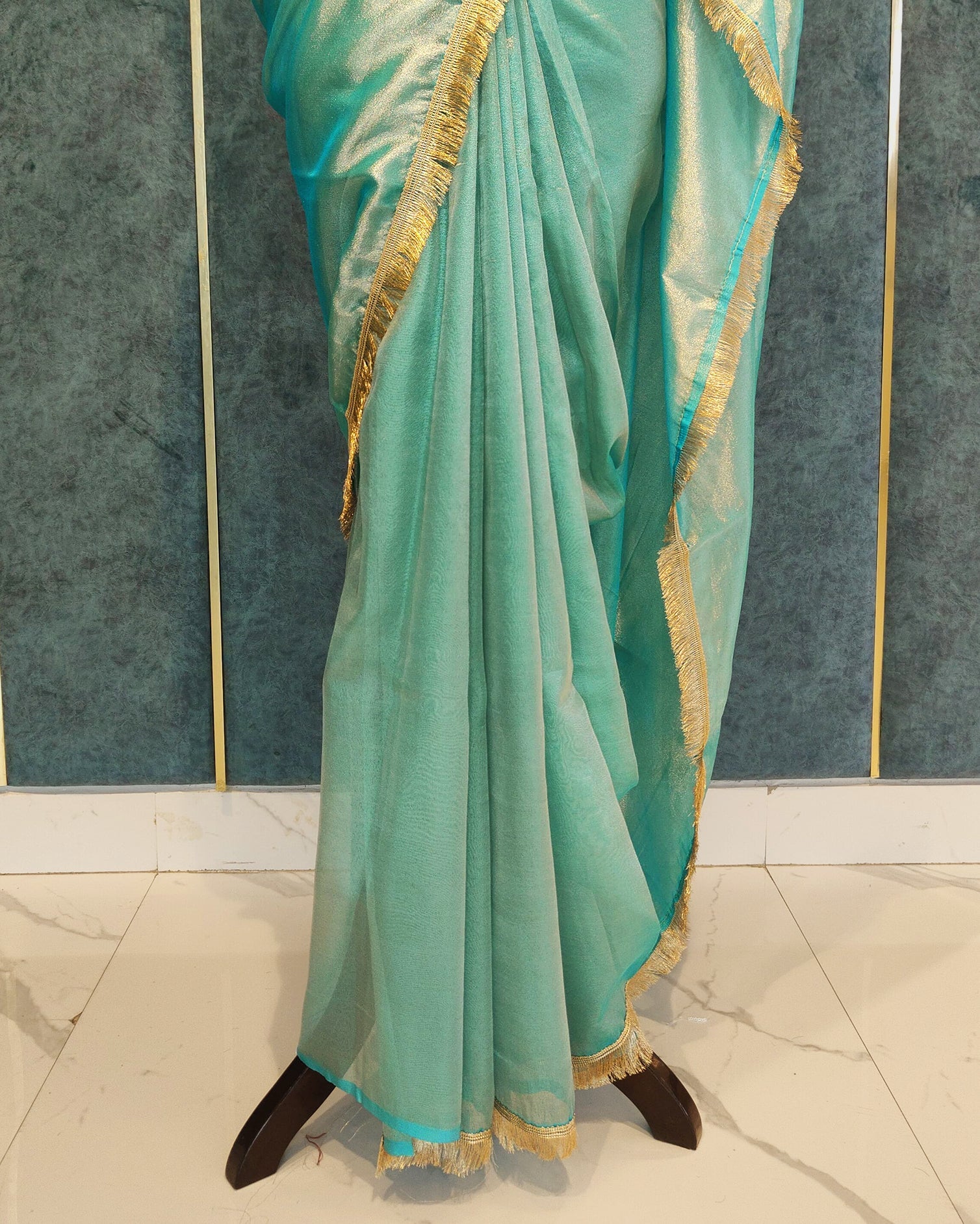 Sky Blue Banarasi Tissue Saree