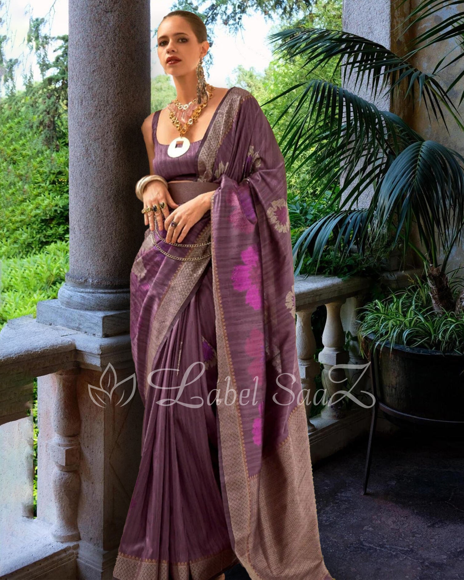 Pure Handloom Silk Wine Violet Designer Saree Success