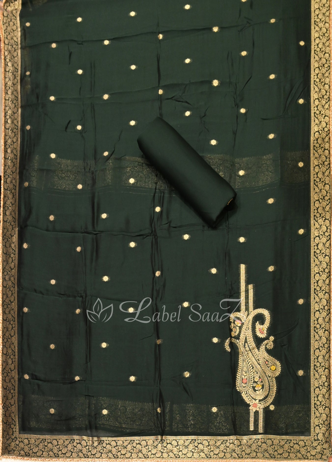 Dark Green Unstitched Salwar Suit 