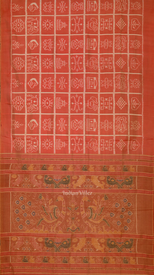 Peach Pink Nabakothi Contemporary Designer Silk Saree 