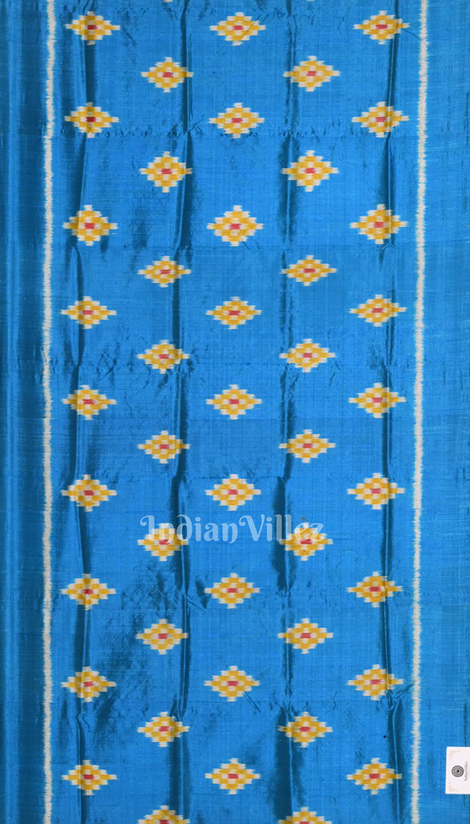 Peacock Blue Odisha Ikat Pure Sambalpuri Silk Stole