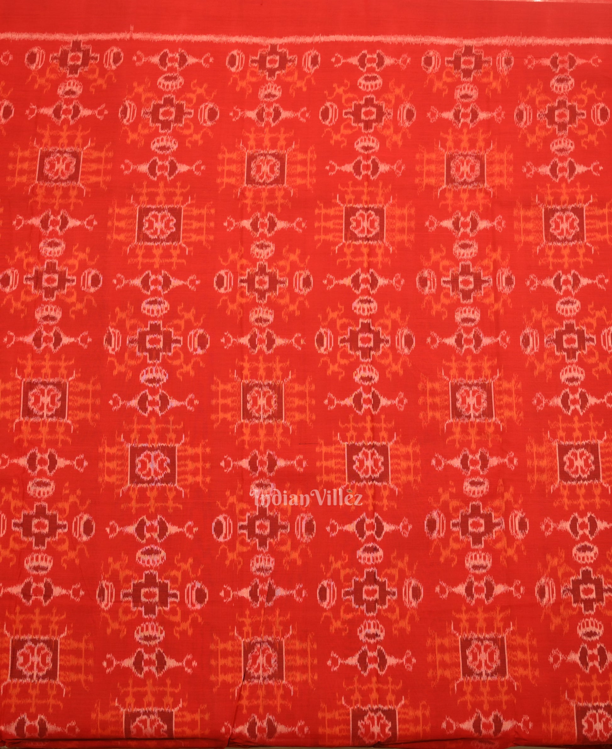 Red Black Tribal Theme Odisha Ikat Sambalpuri Dress Set & Dupatta 