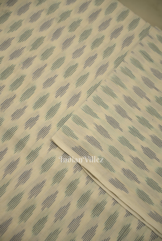 White Pochampally Ikat Cotton Fabric 