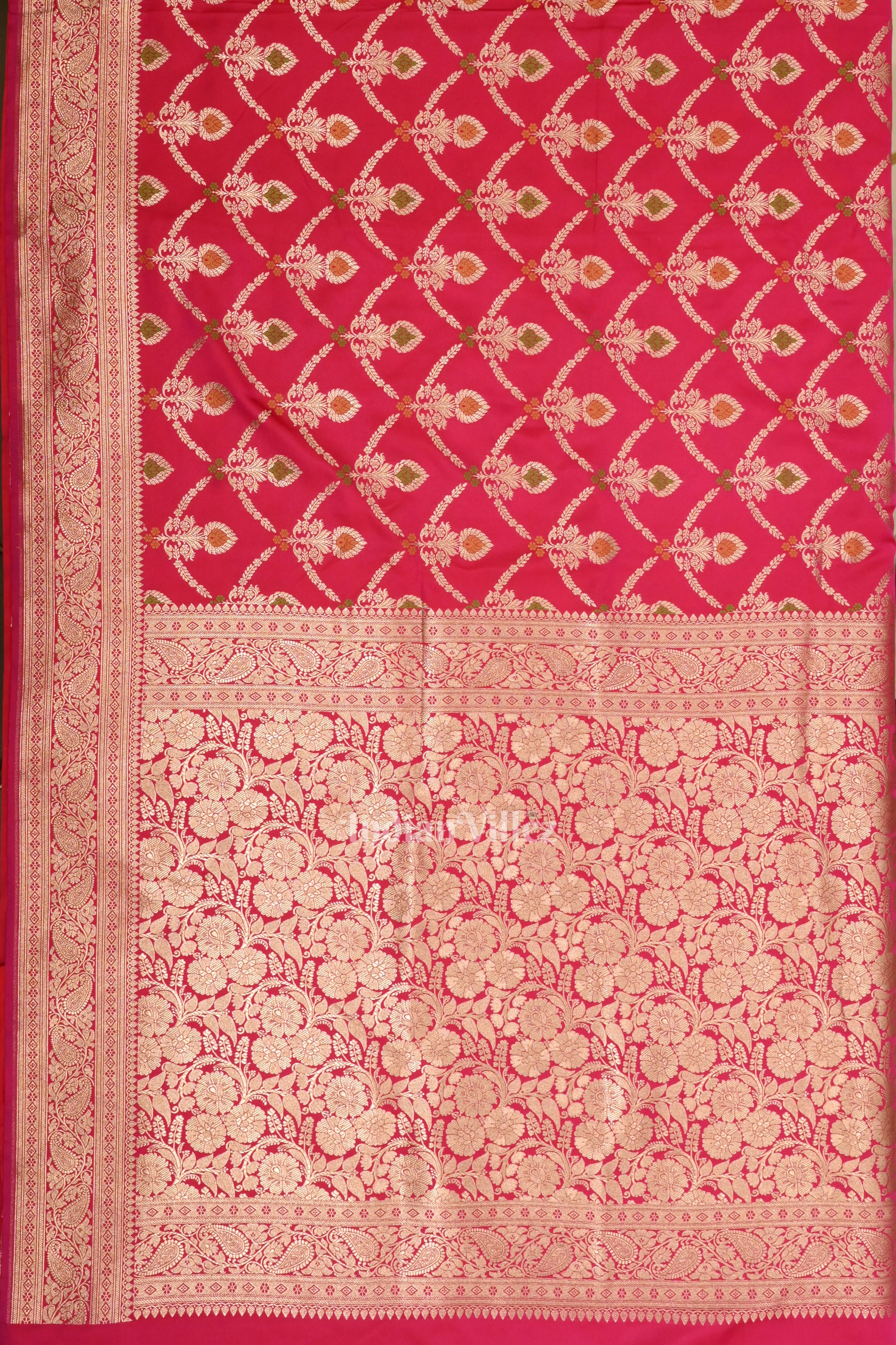Rani Pink Meenakari Pure Mashru Satin Silk Banarasi Saree
