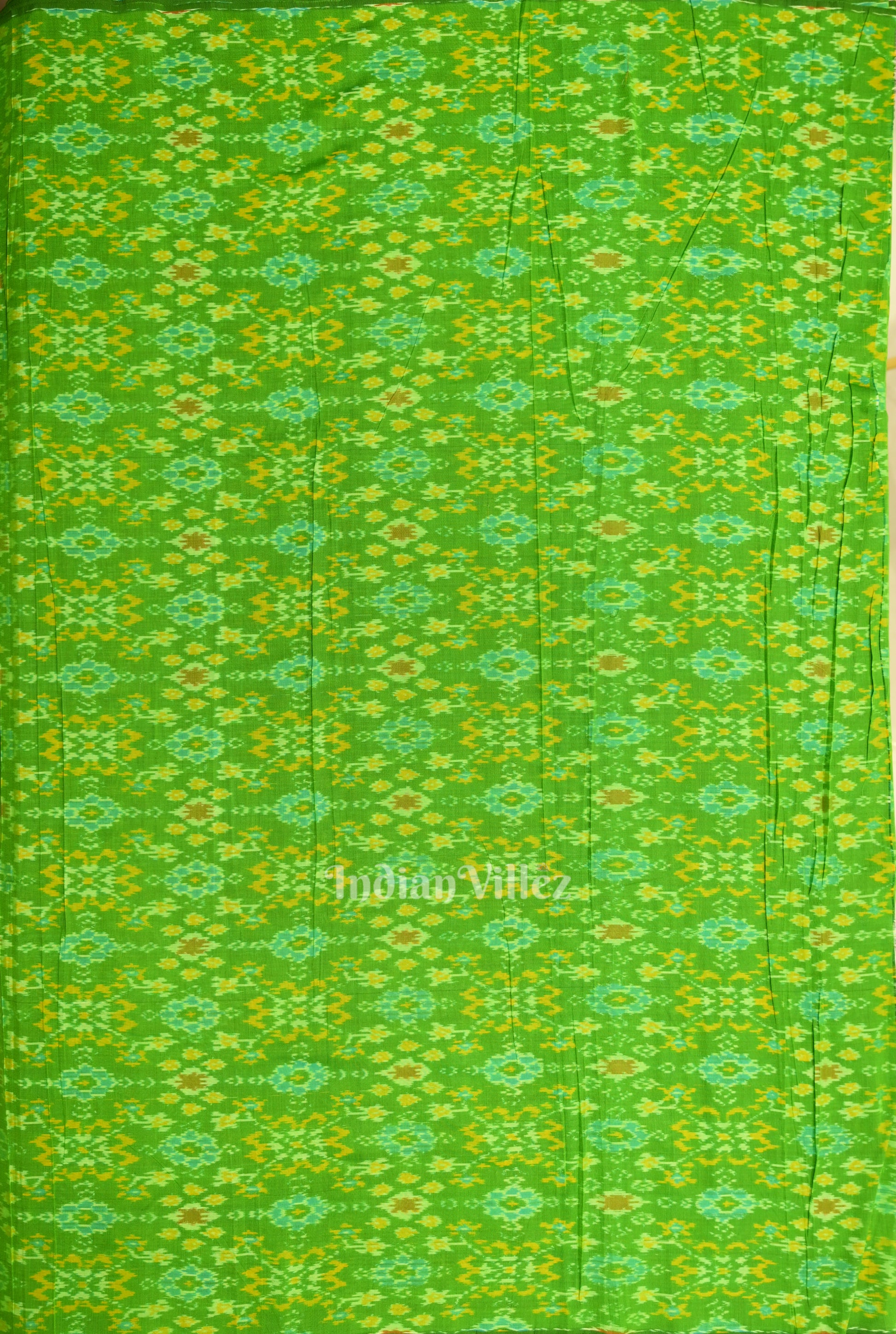 Exclusive Green Pochampally Ikat Silk & Cotton (Sico) Fabric 