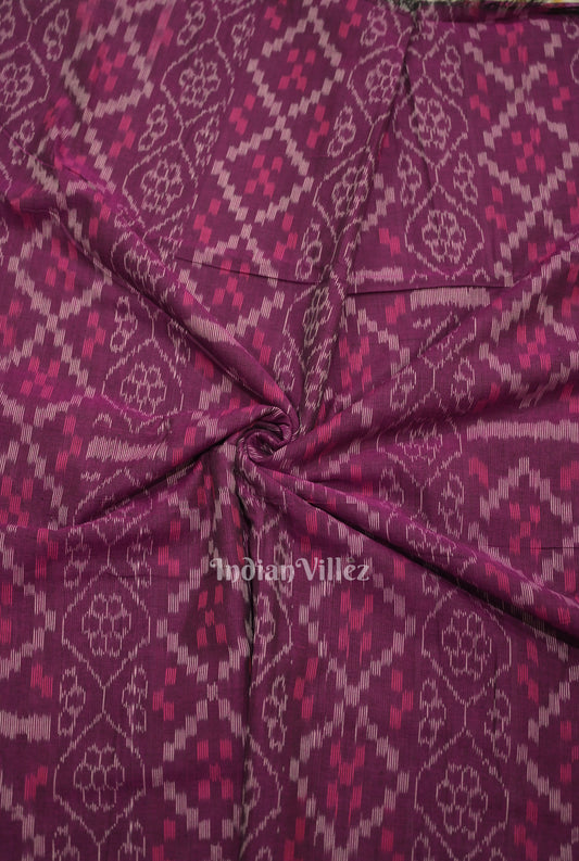  Purple Wine Flower Pasapali Sambalpuri Odisha Ikat Cotton Fabric 