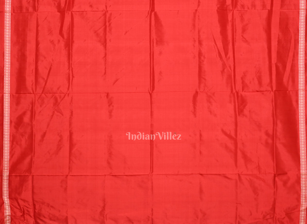White Red Buti Design Odisha Ikat Bomkai Sambalpuri Silk Saree 