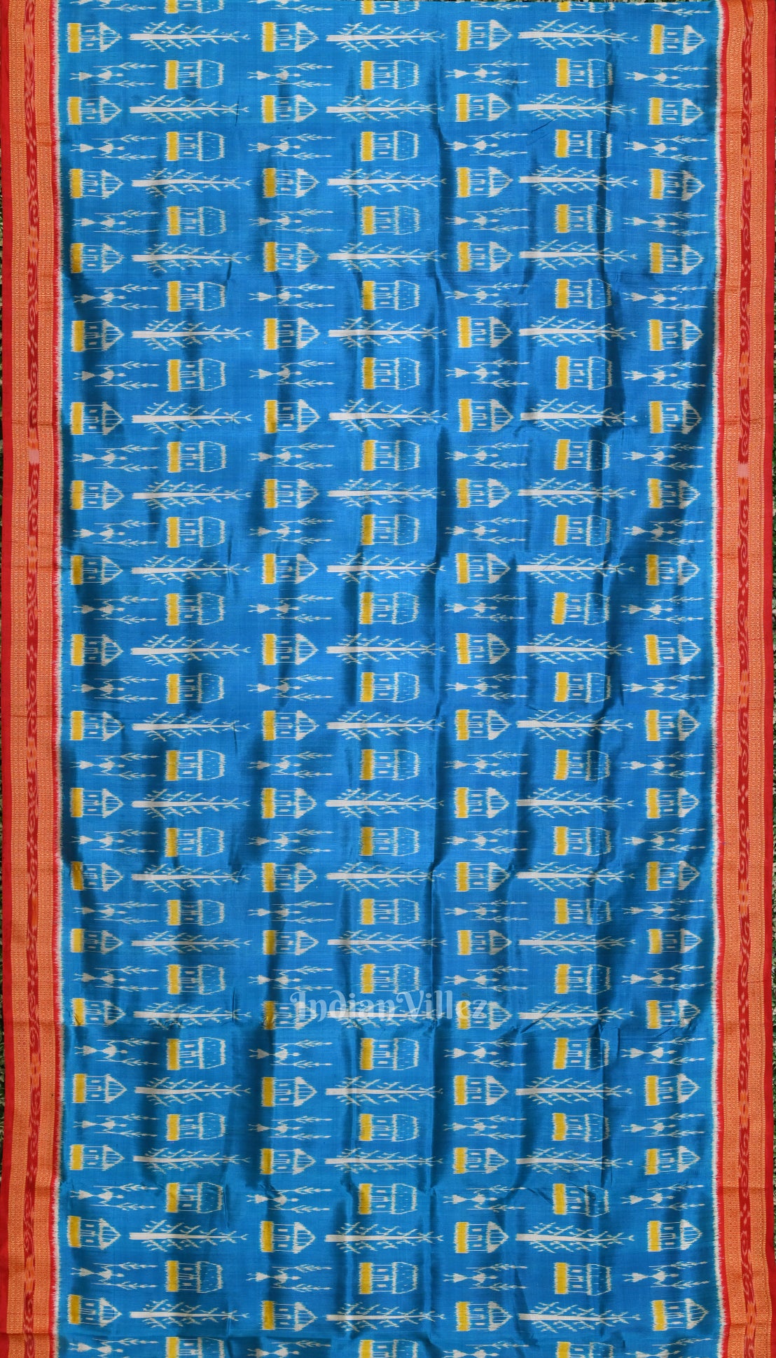 Aqua Blue  Tribal Theme Odisha Handloom Sambalpuri Silk Saree 