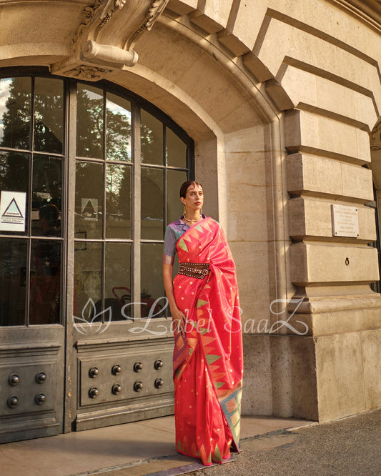 Orange South Tussar Silk Saree
