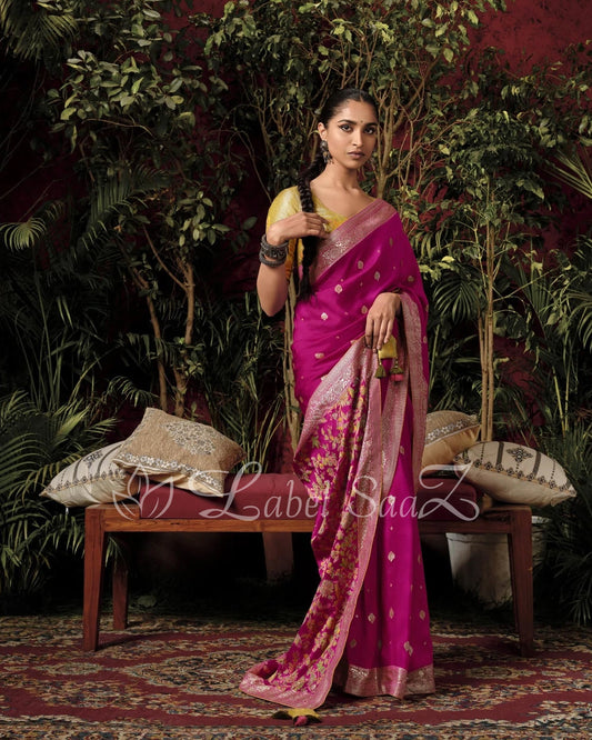 Rani Pure Woven Pure Organza banarasi Saree