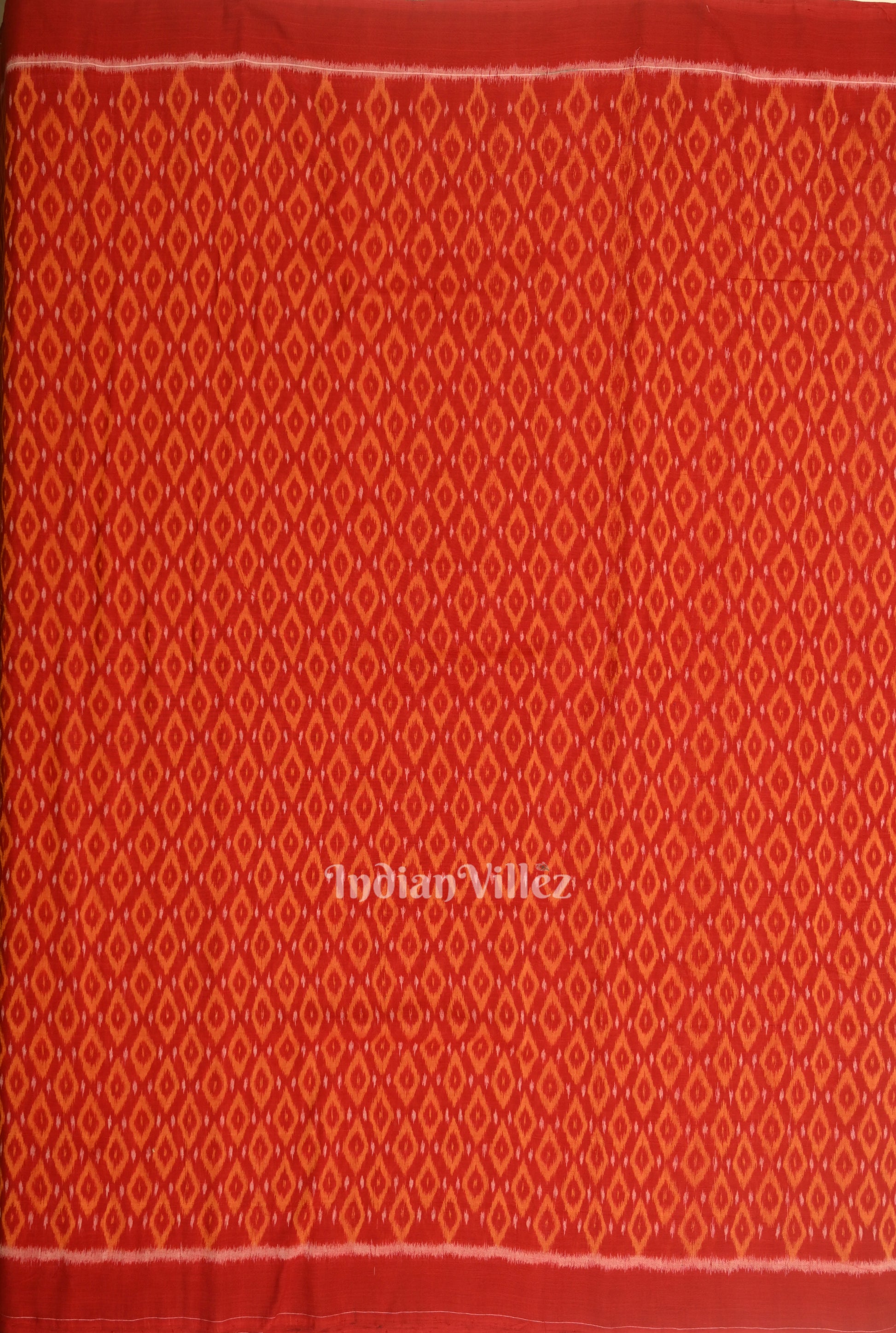 Deep Red Odisha Ikat Cotton Fabric