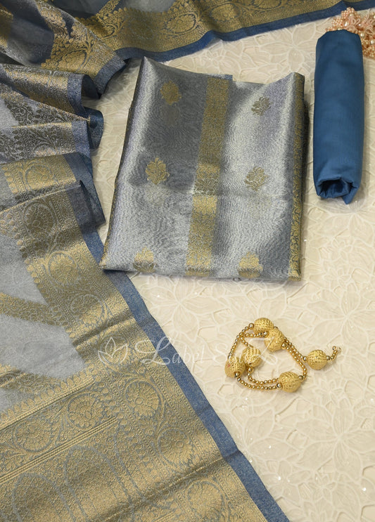  Grey Pure Tissue Silk Banarasi Unstitched Salwar Suit