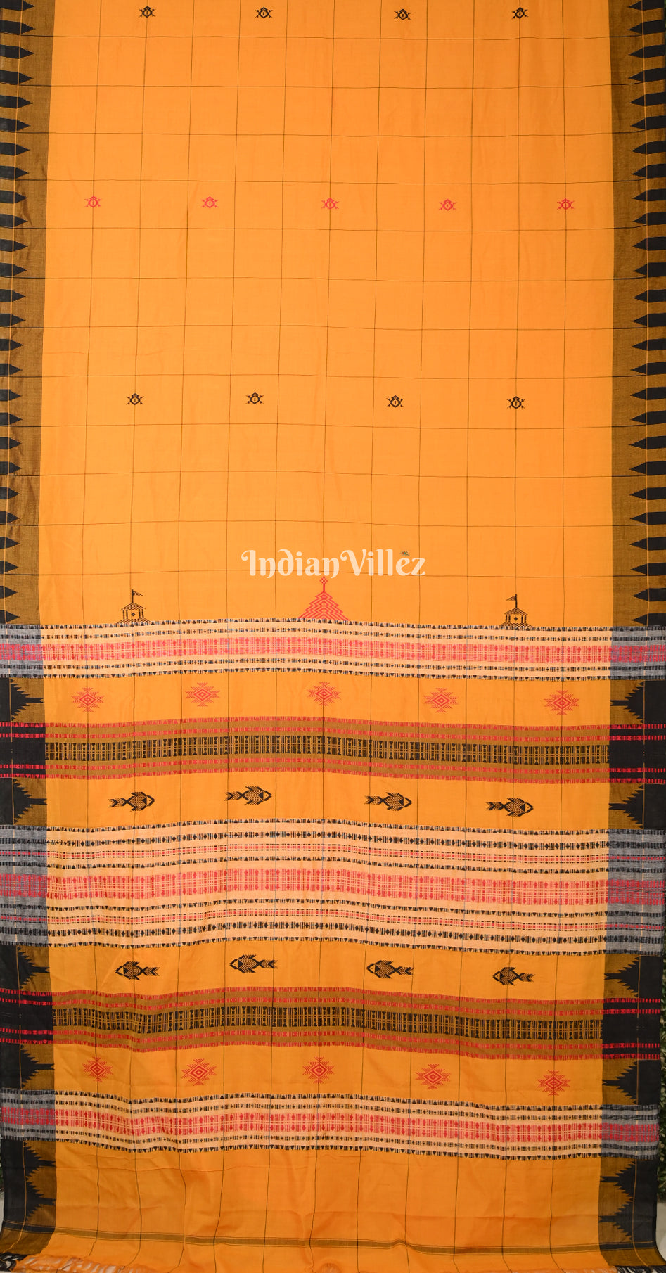 Mustard Yellow Odisha Handloom Natural Dye Kotpad Cotton Saree 