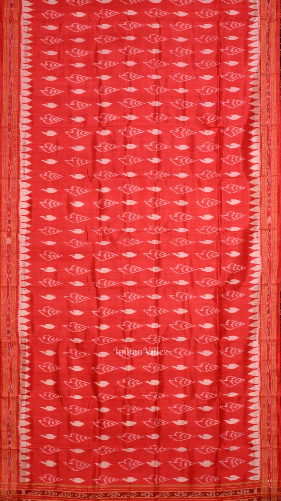 Red Sankha Motif Odisha Ikat Khandua Silk Saree 