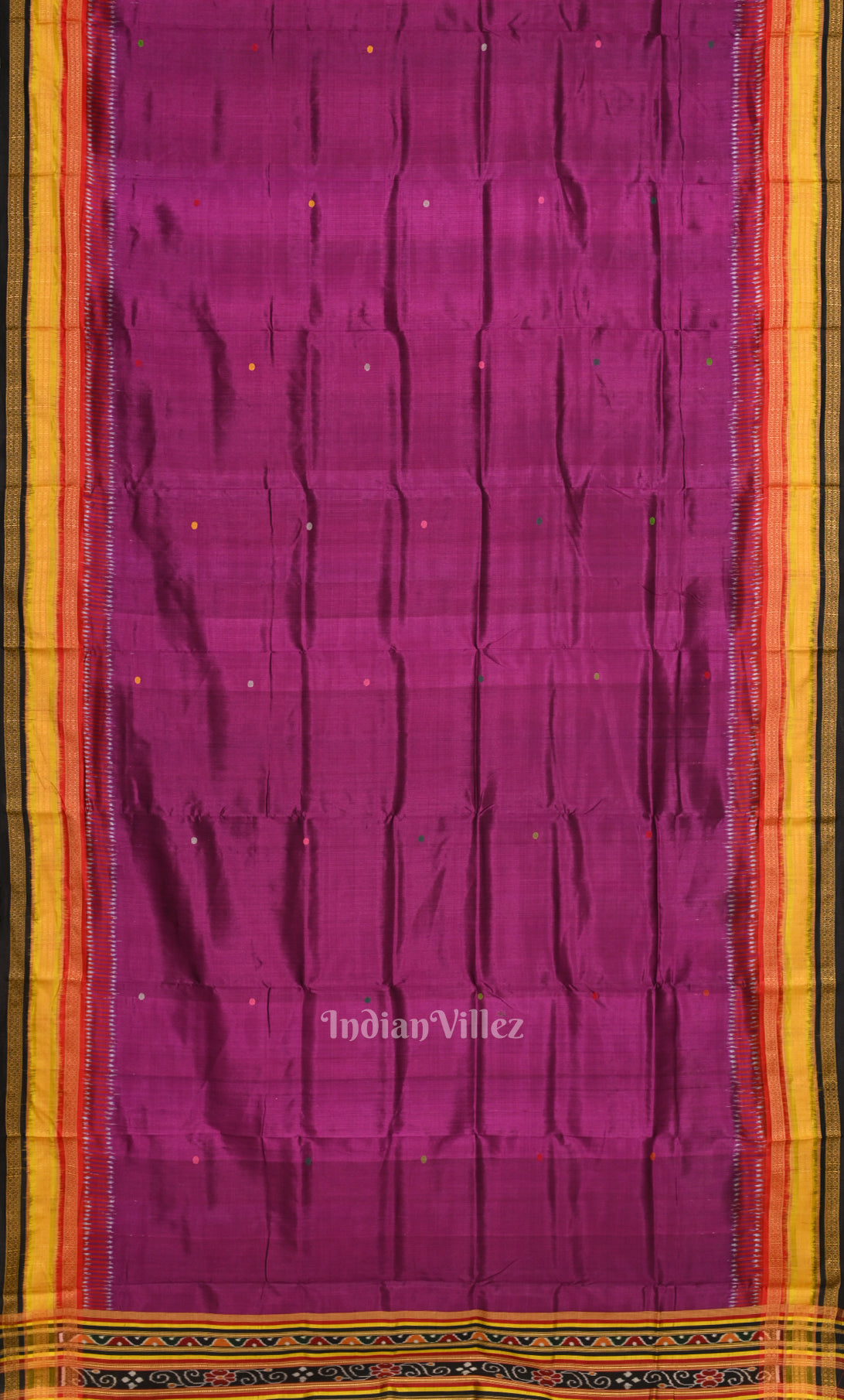 Magenta Pink Kathiphera Khandua Silk Saree with Odissi Dancer Pallu 